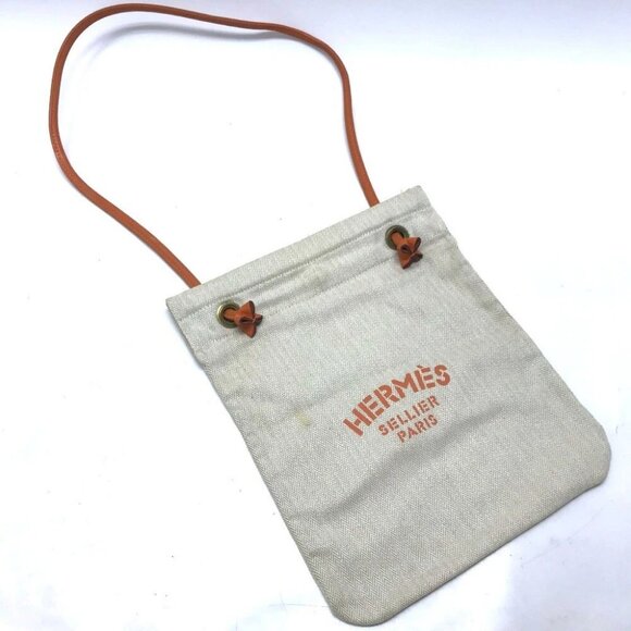 HERMES logo bag Aline PM Shoulder Shoulder Bag Canvas / Leather Orange/Beige